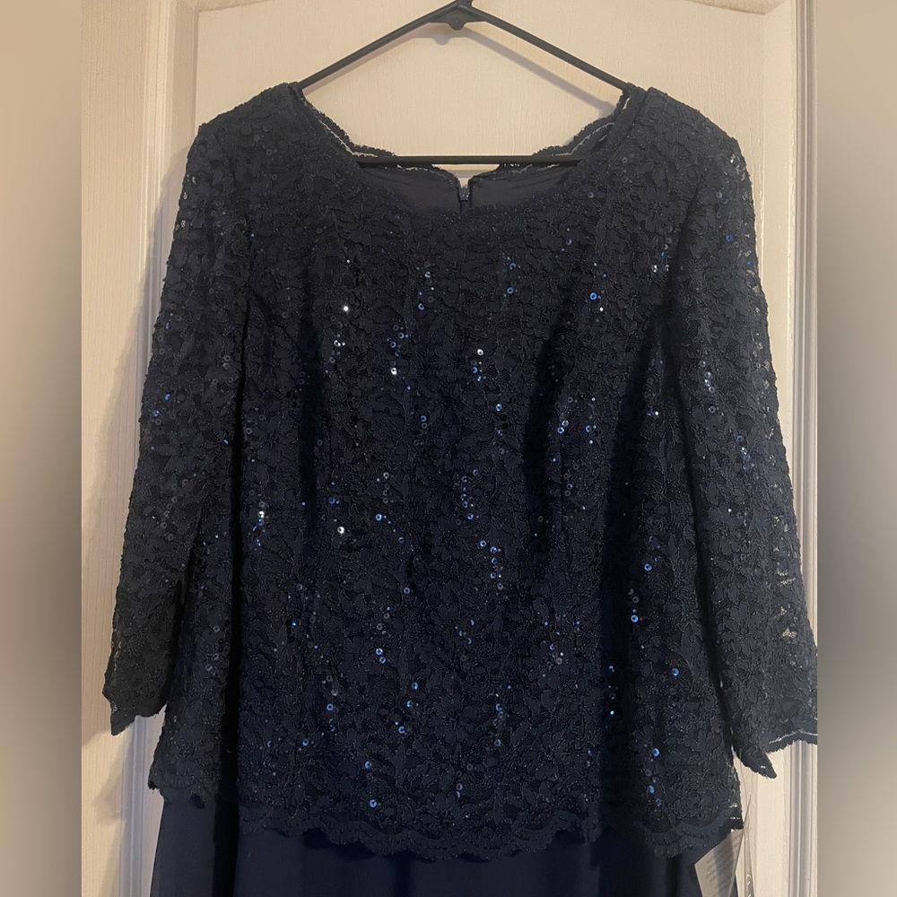 Alex Evenings Navy Long Sleeve Dress - Picture 4 of 6